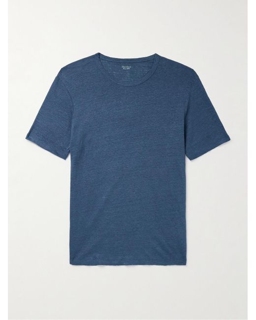 T-shirt in lino fiammato di Hartford in Blue da Uomo