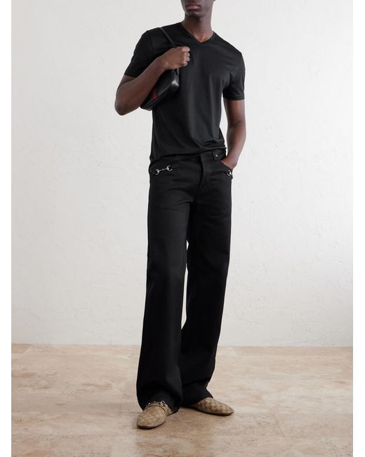 Gucci Black Silk-Jersey T-Shirt for men