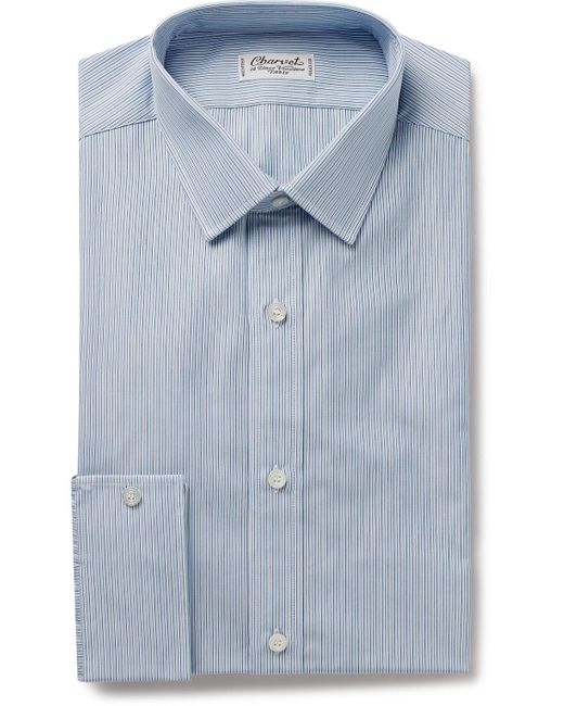Charvet Blue Striped Cotton Shirt for men