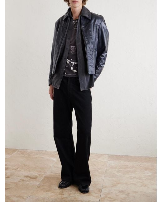 Enfants Riches Deprimes Blue Anti-Intellectual Ethic Distressed Printed Cotton-Jersey T-Shirt for men