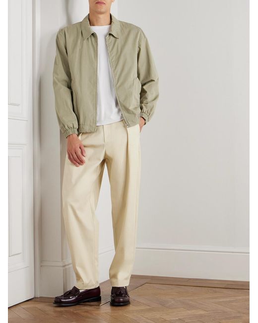 A.P.C. Natural Renato Tapered Pleated Herringbone Cotton Trousers for men