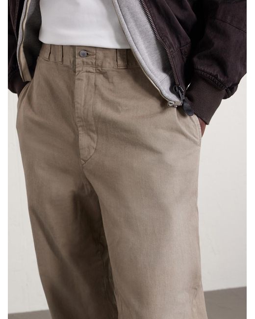 A.PRESSE Natural Wide-Leg Cotton-Twill Trousers for men