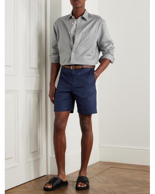 Dunhill Blue Straight-Leg Cotton-Twill Chino Shorts for men