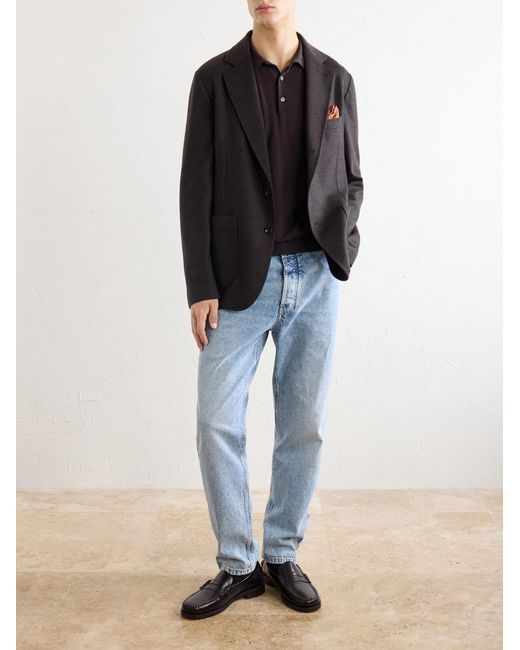 Brioni Black Cotton-Piqué Polo Shirt for men