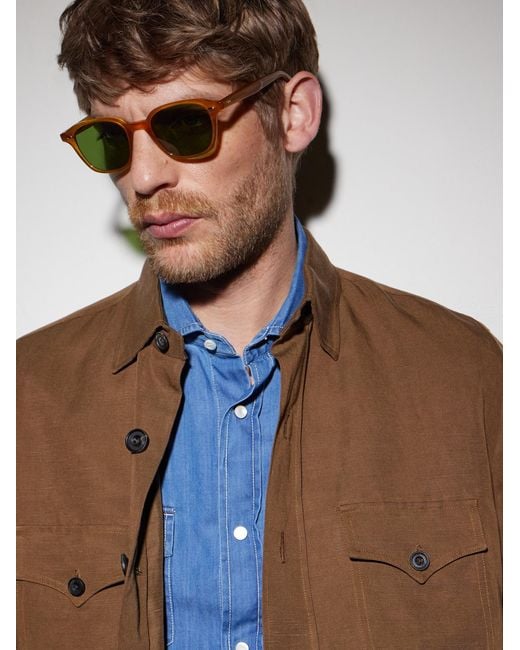 Garrett Leight Yellow Lachman Round-Frame Acetate Sunglasses for men