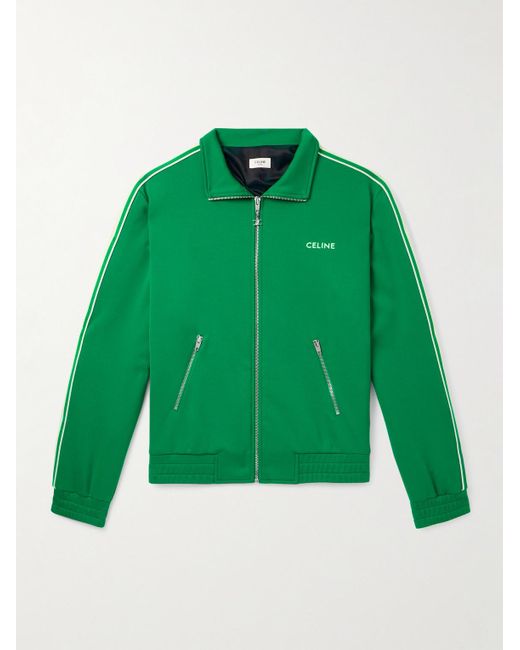 Céline Trainingsjacke aus technischem Jersey mit Logostickerei und Streifen in Green für Herren