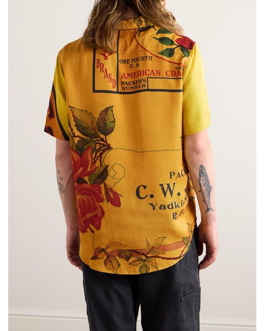 One Of These Days Yellow American Beauty Camp-collar Lyocell-twill Shirt for men