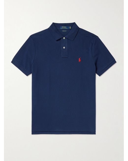 Polo Ralph Lauren Blue Slim-Fit Cotton-Piqué Polo Shirt for men