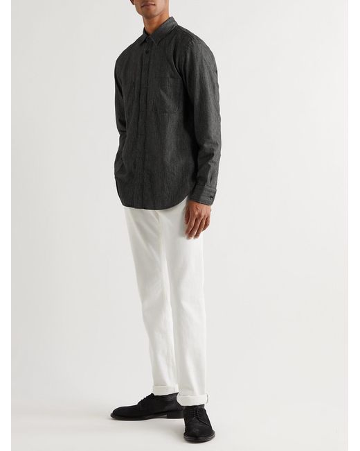 Mr P. Black Pinstriped Cotton-Flannel Shirt for men