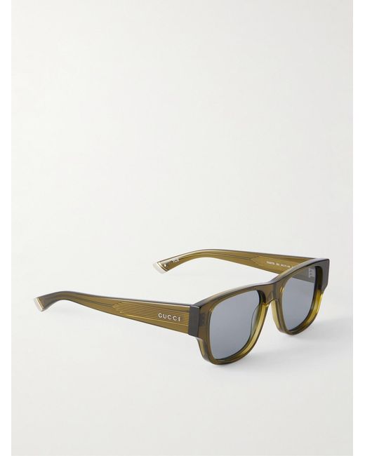 Gucci Gray Square-Frame Acetate Sunglasses for men