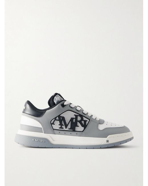 Amiri Gray Classic Low Two-Tone Perforated Leather Sneakers for men