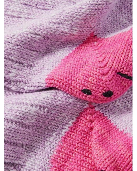 Kapital Pink Happy Heels Striped Ribbed Cotton-Blend Socks for men