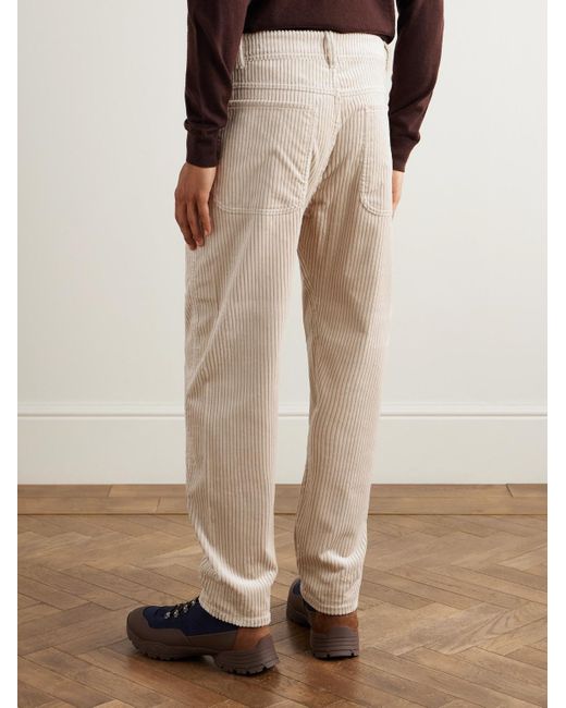 Brunello Cucinelli Natural Slim-Fit Tapered Cotton-Corduroy Trousers for men