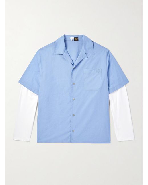 Loewe Paula's Ibiza Mehrlagiges Hemd aus einer Baumwollmischung und Baumwoll-Jersey mit wandelbarem Kragen in Blue für Herren