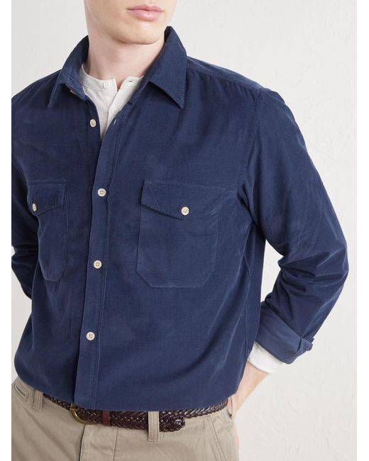 Boglioli Blue Cotton-corduroy Shirt for men