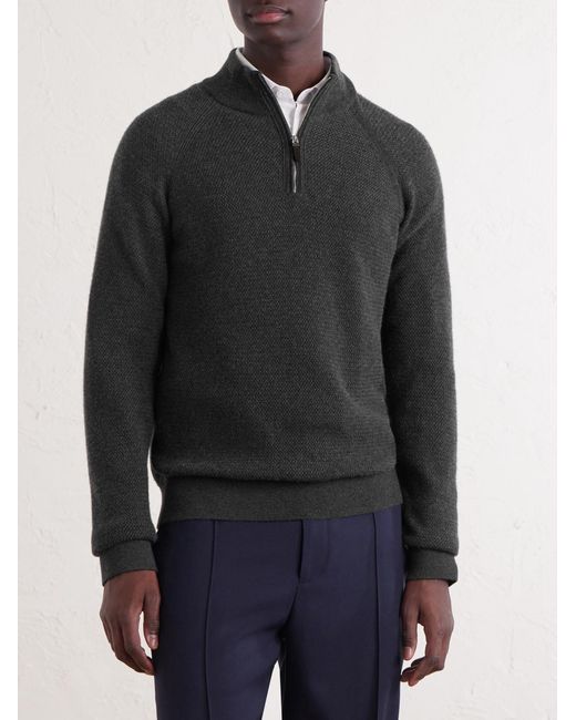 Zegna Gray Oasi Cashmere Half-Zip Sweater for men