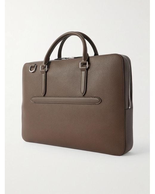 Smythson Brown Full-Grain Leather Briefcase for men