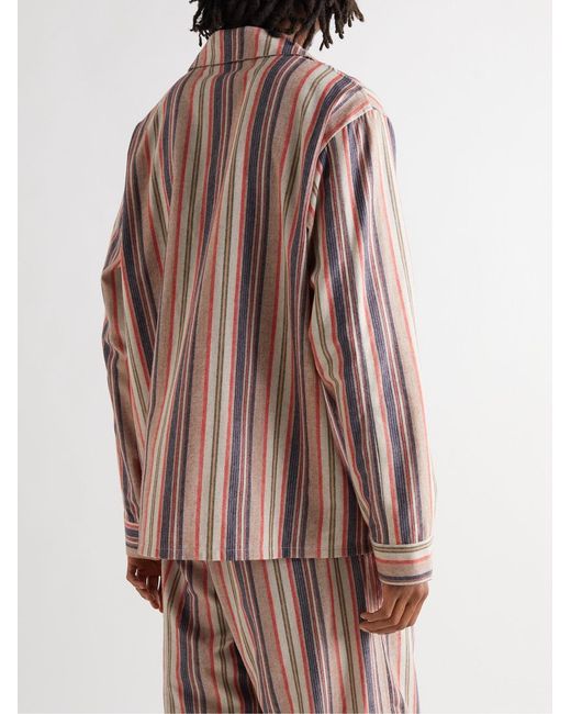 The Elder Statesman Pink Striped Cashmere-Blend Flannel Shirt for men