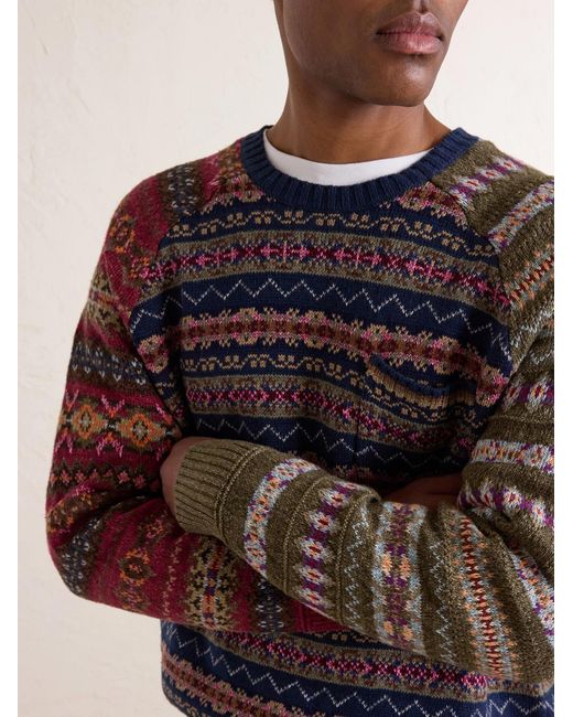 Polo Ralph Lauren Blue Fair Isle Linen, Cotton And Silk-Blend Sweater for men