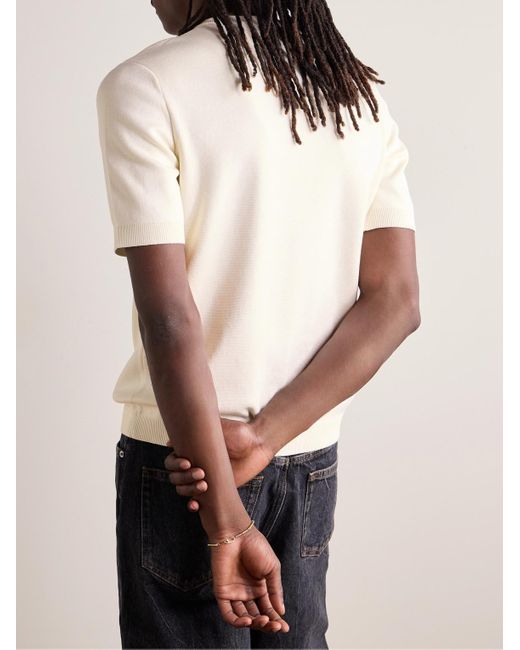 Gucci T-Shirt aus einer Seiden-Baumwollmischung mit Intarsienlogomotiv in Natural für Herren