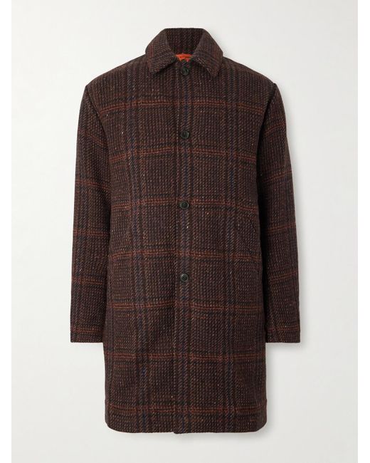A Kind Of Guise Brown Manas Checked Virgin Wool-Tweed Coat With Padded Quilted Shell Liner for men