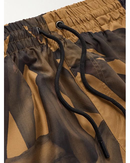 Dries Van Noten Brown Straight-Leg Mid-Length Printed Swim Shorts for men