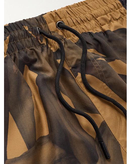 Dries Van Noten Brown Straight-Leg Mid-Length Printed Swim Shorts for men