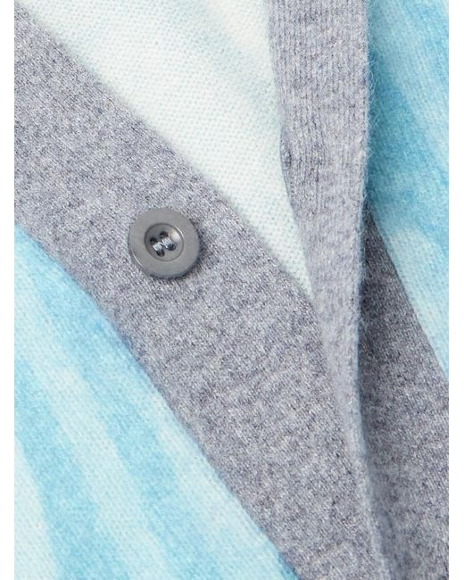 Frescobol Carioca Blue Romero Printed Brushed Wool And Cashmere-Blend Cardigan for men
