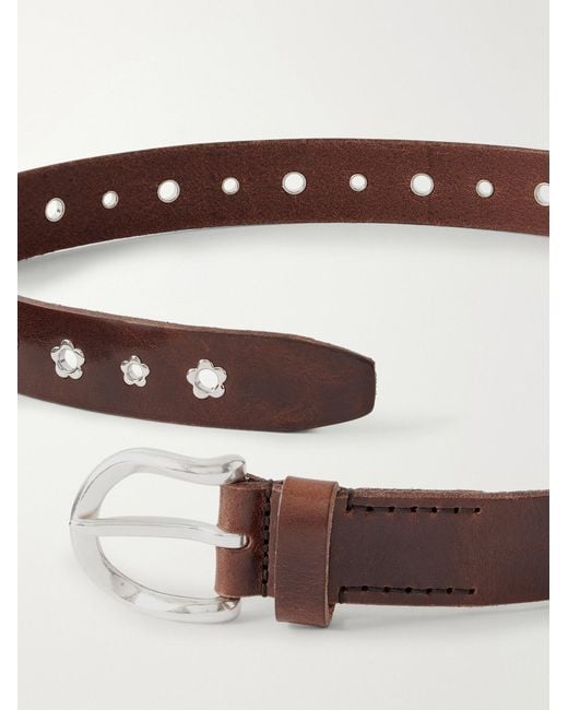 Our Legacy Brown 3.5Cm Flower Embellished Leather Belt for men