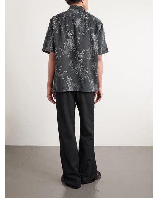 Our Legacy Blue Every Printed Cotton And Linen-blend Shirt for men