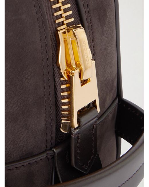 Tom Ford Brown Nubuck Wash Bag for men