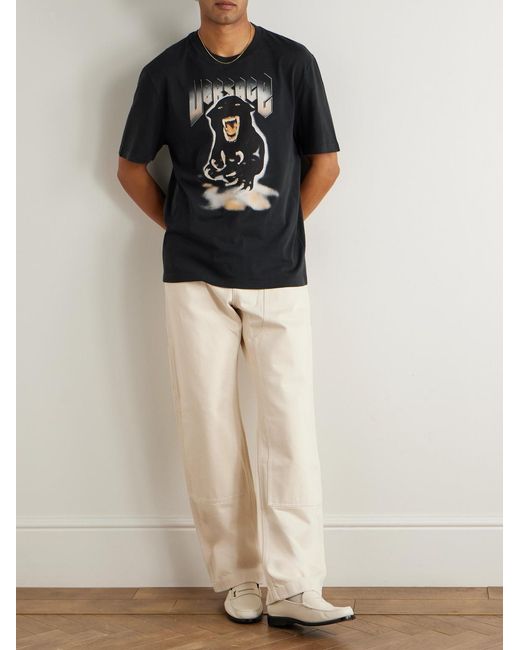 Versace Black Re-Edition Panther Printed Cotton-Jersey T-Shirt for men