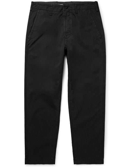 Stone Island Black Straight-leg Mercerised Stretch Supima Cotton Trousers for men