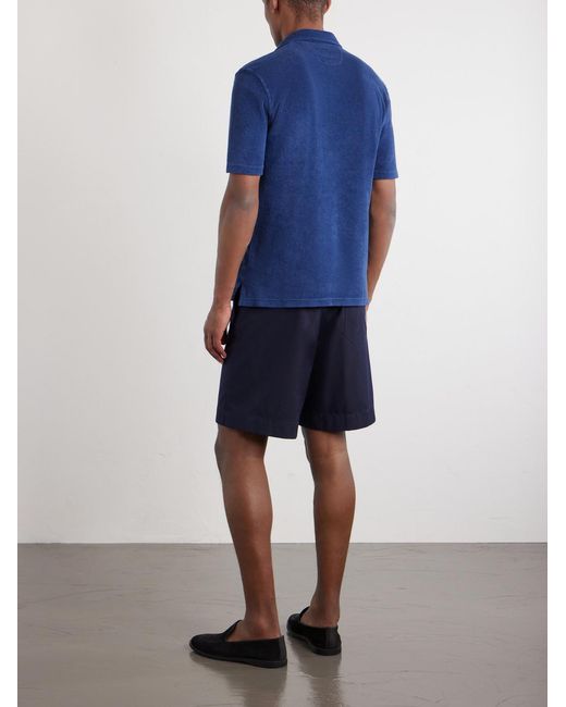 Fedeli Blue Mondial Cotton-Terry Polo Shirt for men
