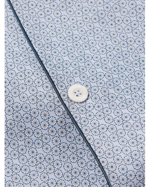 Pigiama in voile di cotone stampato con colletto aperto di Zimmerli of Switzerland in Blue da Uomo