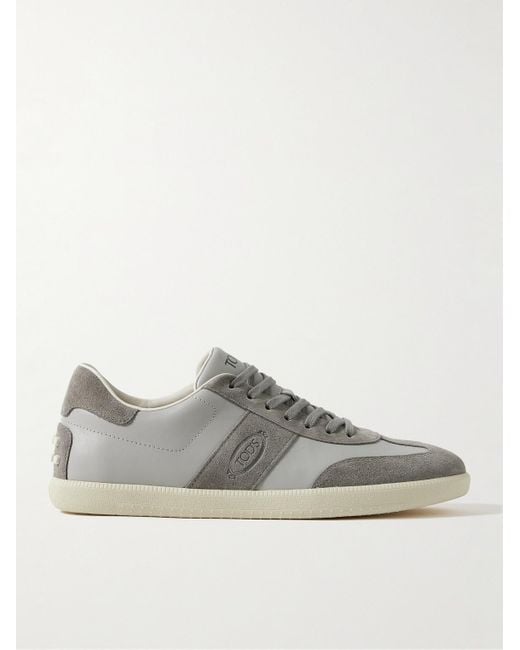 Tod's Gray Rubber-trimmed Leather And Suede Sneakers for men