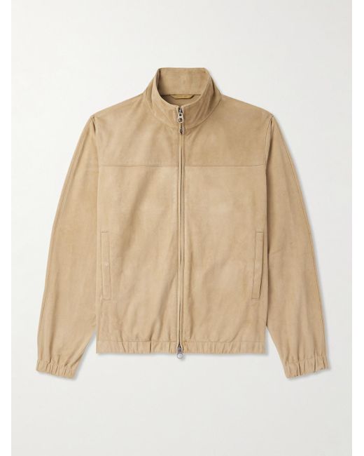Loro Piana Natural Suede Zip-Up Bomber Jacket for men