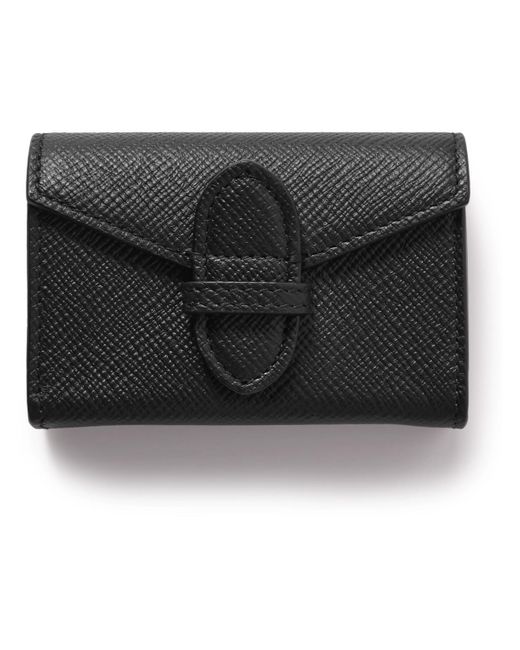 Smythson Black Panama Cross-grain Leather Playing Card Case for men