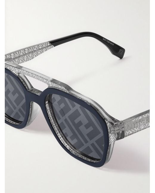Fendi Sonnenbrille mit D-Rahmen aus Azetat und silberfarbenen Details in Blue für Herren