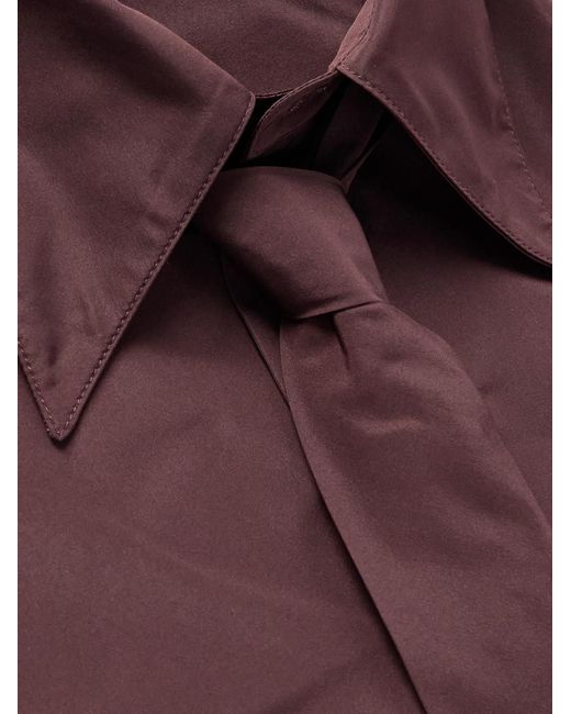 Jil Sander Purple Slim-Fit Tie-Detailed Taffeta Shirt for men