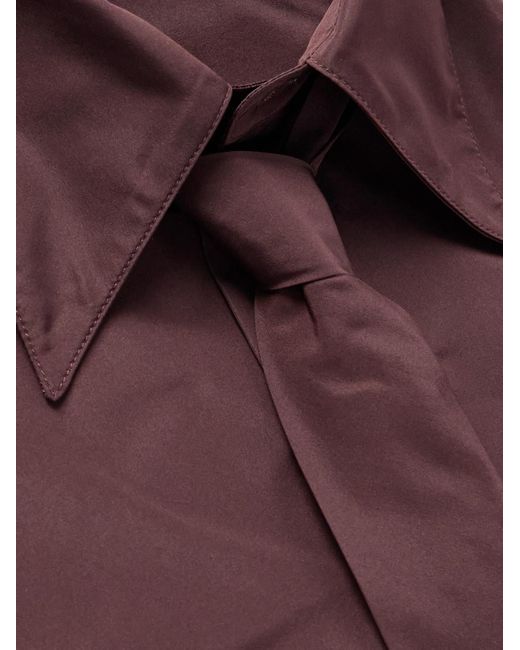 Jil Sander Schmal geschnittenes Hemd aus Taft mit Bindedetail in Purple für Herren