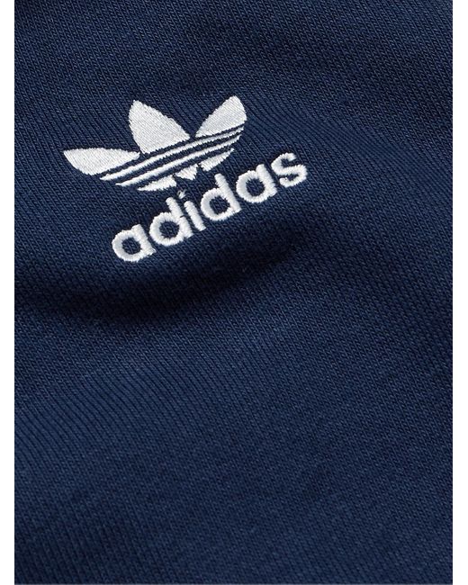 Adidas Originals Blue Essentials Logo-embroidered Cotton-blend Jersey Hoodie for men