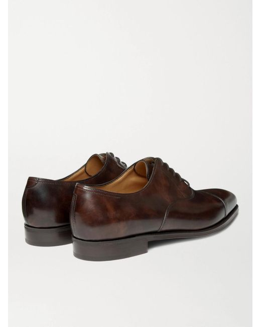 John Lobb Brown City Ii Burnished-leather Oxford Shoes for men