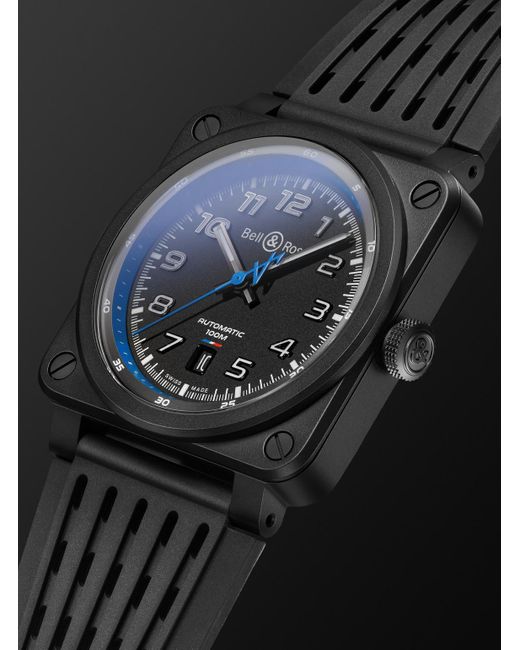 Bell & Ross Black Br 03-92 A522 Limited Edition Automatic 42mm Ceramic And Rubber Watch, Ref. No.br0392-a522-ce/srb for men