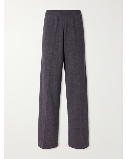 Gucci Blue Webbing-Trimmed Straight-Leg Wool Trousers for men
