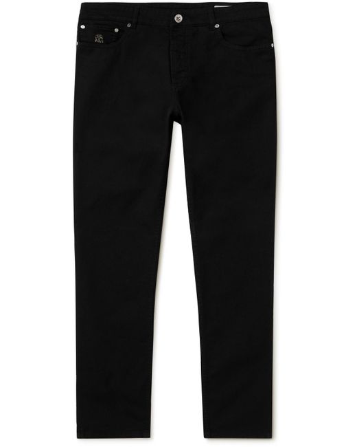 Brunello Cucinelli Black Slim-fit Straight-leg Logo-embroidered Jeans for men
