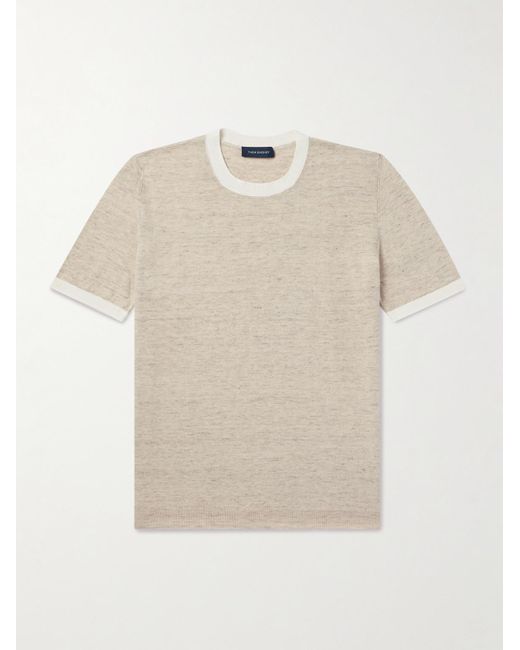 Thom Sweeney T-Shirt aus einer Baumwoll-Leinenmischung in Natural für Herren