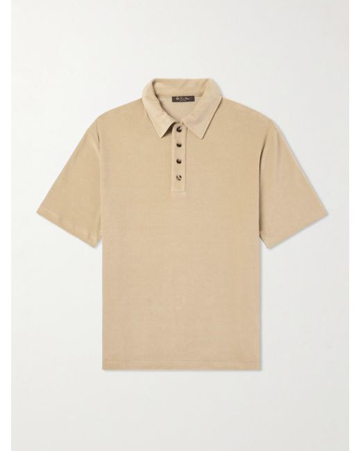 Loro Piana Natural Tsubaki Cotton And Silk-blend Chenille Polo Shirt for men