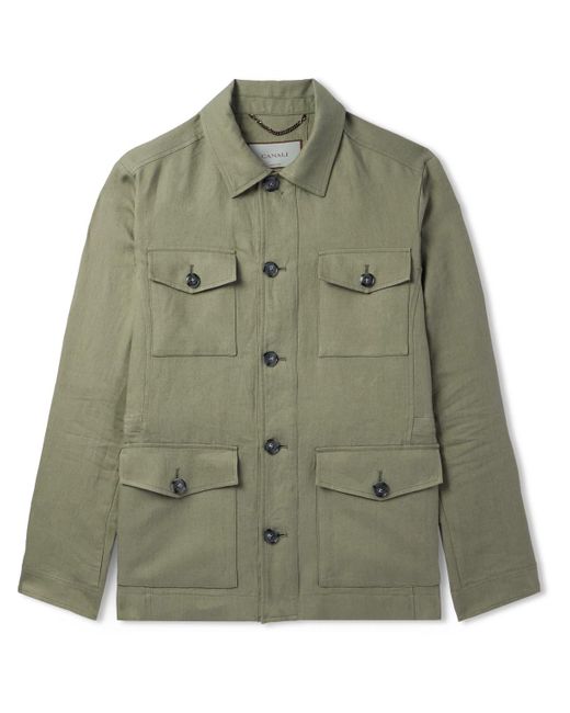 Canali Green Linen-Canvas Jacket for men