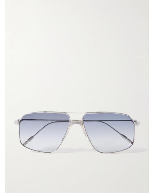Jacques Marie Mage Blue Jagger Aviator-style Silver-tone Beta Titanium Sunglasses for men